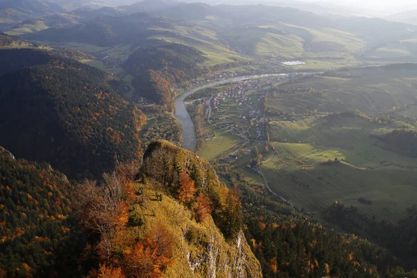 panoramic view from Three Crowns peak in Pieniny Mountains, Poland