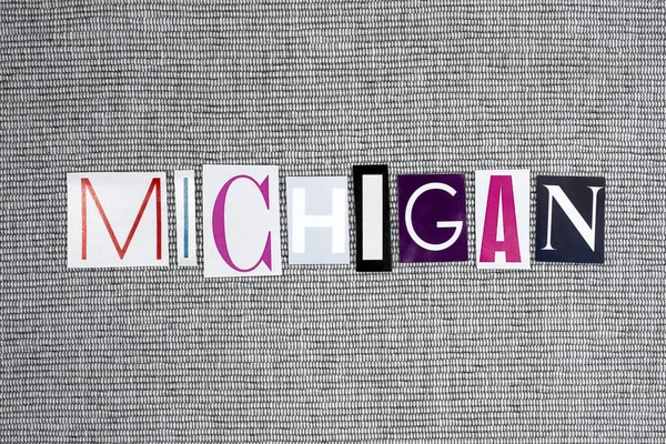 Palabra de Michigan sobre fondo gris — Foto de Stock
