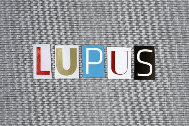 Lupus kelime gri arka plan üzerinde