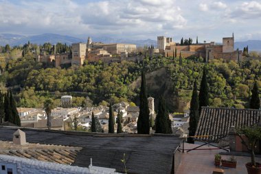 panoramik Alhambra, Granada, Endülüs, İspanya