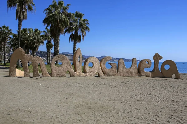 La playa más popular de Málaga, Costa del Sol, España —  Fotos de Stock