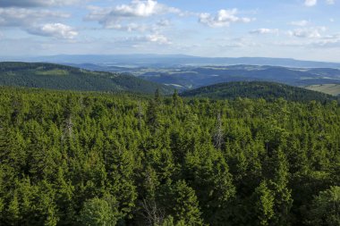 Owl Dağları manzara büyük baykuş tepe, Lower Silesian, Polonya gördüm