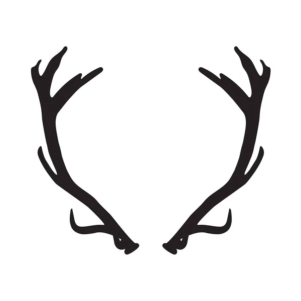 Silueta negra de cuernos de ciervo — Vector de stock