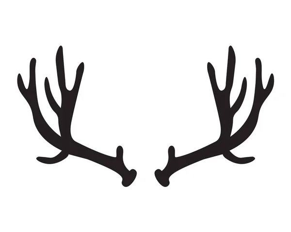 鹿の枝角ベクトル図の黒いシルエット — ストックベクタ