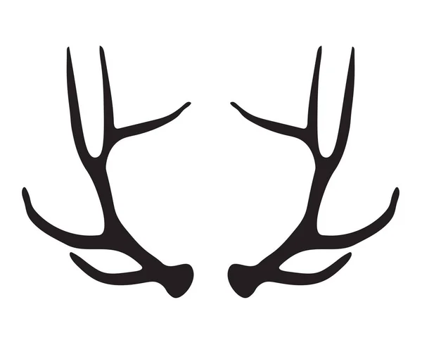鹿の枝角ベクトル図の黒いシルエット — ストックベクタ