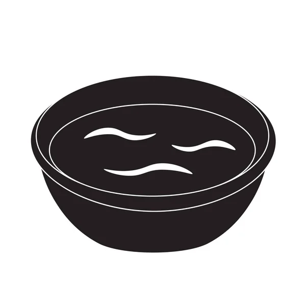Svart skål med soppa-vektor illustration — Stock vektor