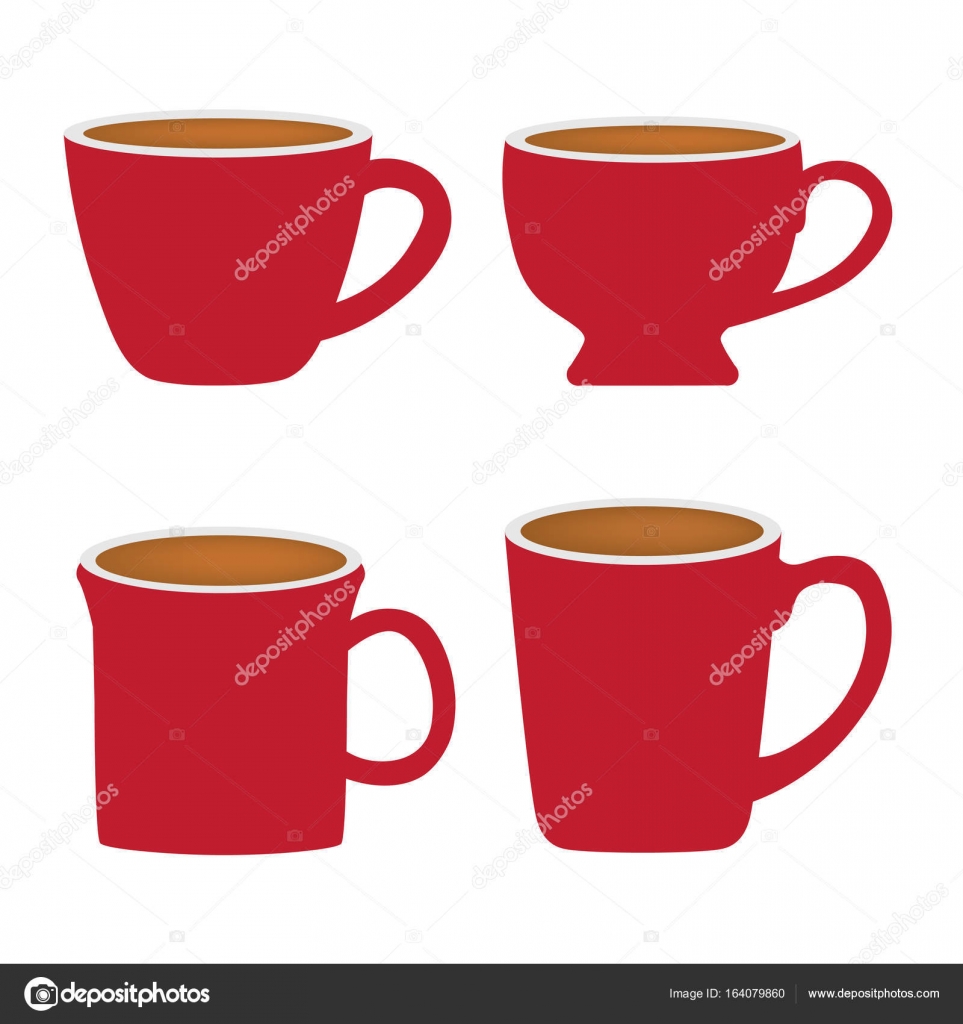 Set Of Red Coffee Cups Vector Illustration Stock Set Of Red Coffee Cups Vector Illustration Stock
