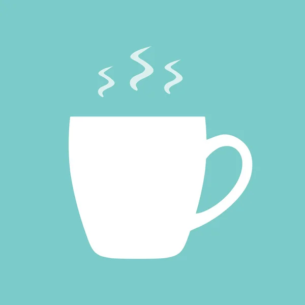 Белая чашка с горячим кофе или векторной иллюстрацией — стоковый вектор