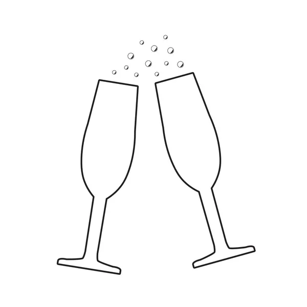 Champagneglazen icon - vectorillustratie — Stockvector