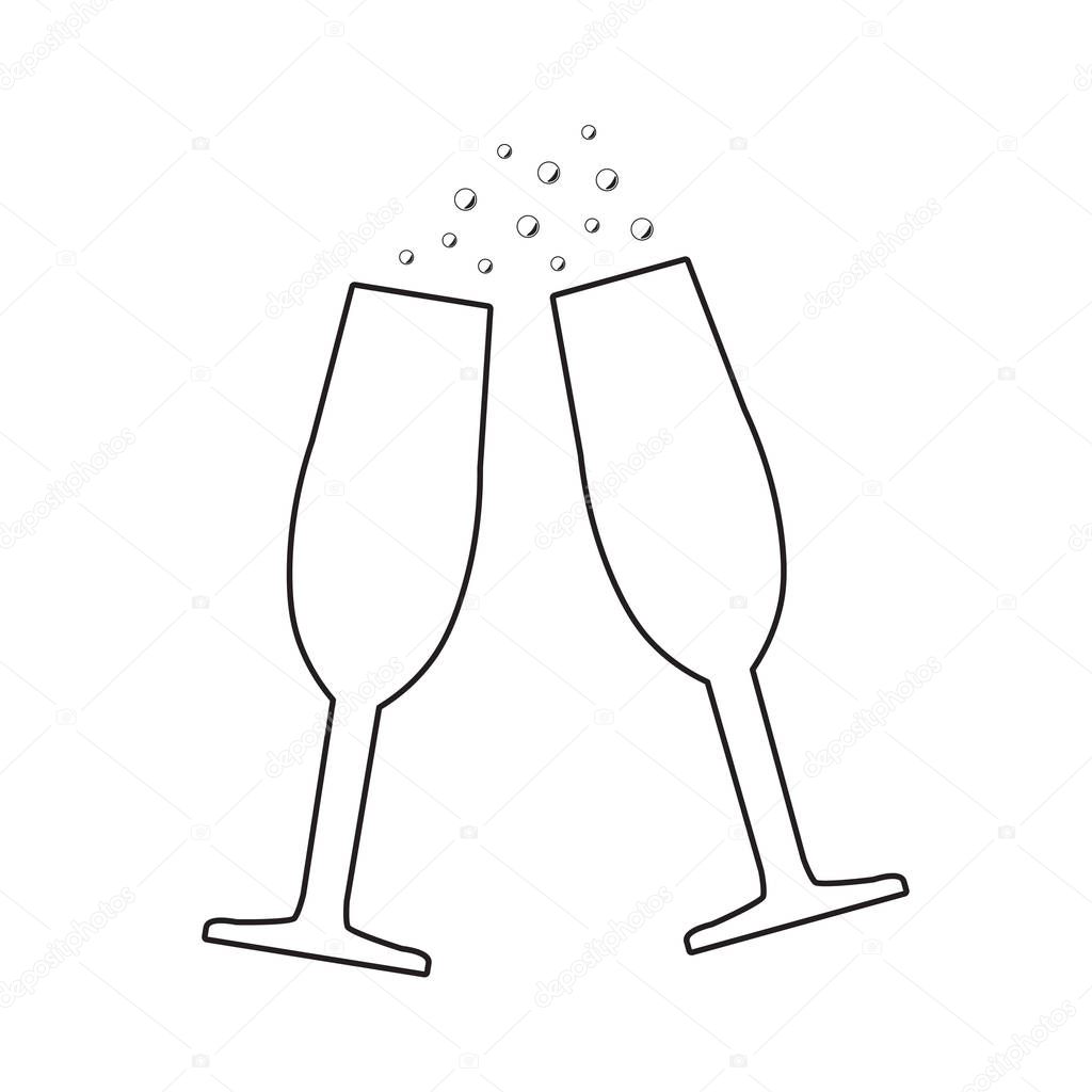 champagne glasses icon - vector illustration