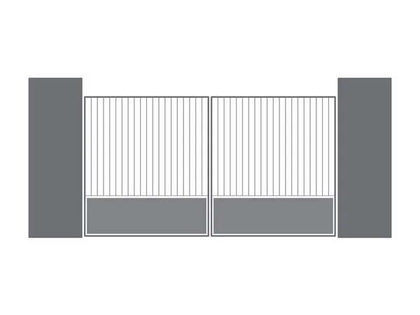 灰色の金属ゲート ドア ベクトル図 — ストックベクタ