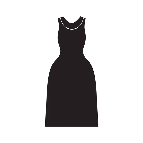 Черное платье с жемчугом, ожерелье - векторная иллюстрация — стоковый вектор