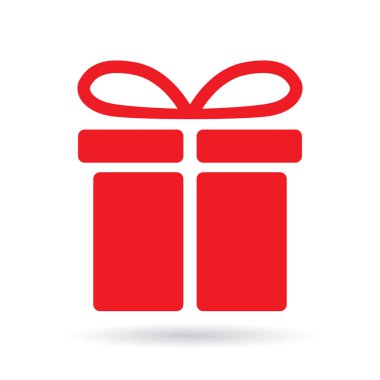 Kırmızı Noel hediye simge vektör çizim