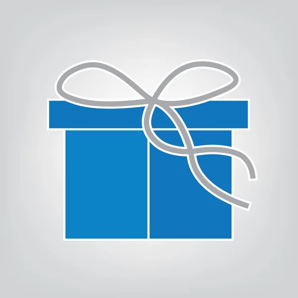 Голубой рождественский подарок иконка-векторная иллюстрация — стоковый вектор