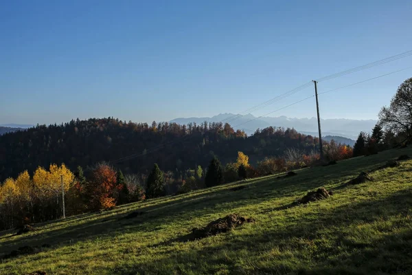 Vackert höstlandskap Gorce och Tatrabergen, Polen — Stockfoto