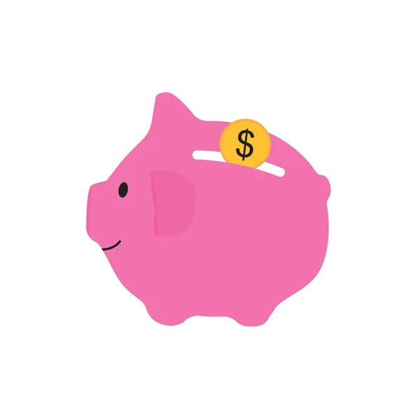 Rózsaszín piggy bank, a coin ikon-vektoros illusztráció — Stock Vector