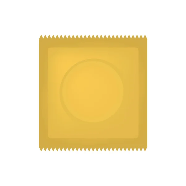 Gouden condoom pakket pictogram-vector illustratie — Stockvector