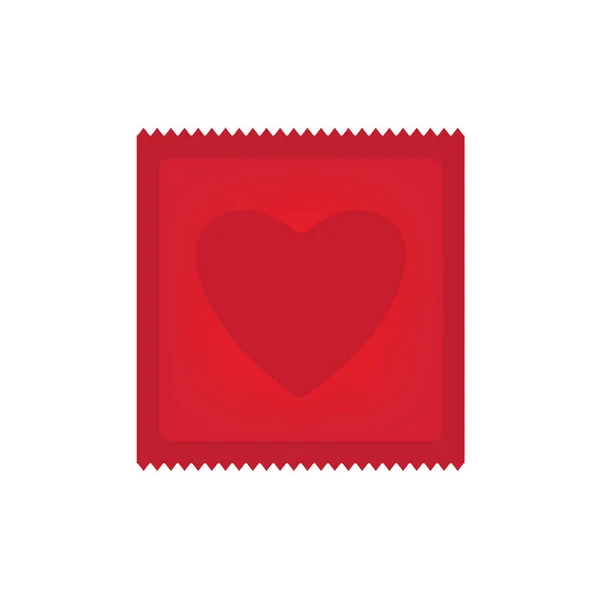 Herzförmiges Kondom Icon-Vektor Illustration — Stockvektor