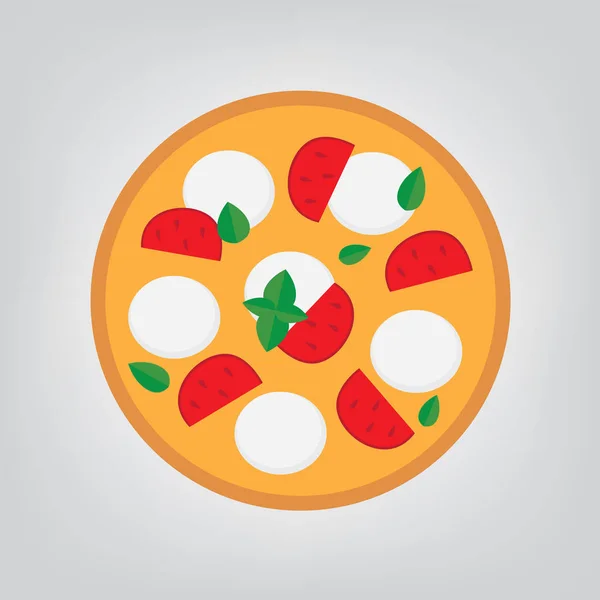 Pizza matgherita med mozzarella ost, tomat och basilika-vektor illustration — Stock vektor