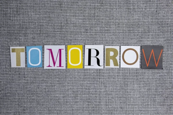 Tomorrow word on grey background — Stock Photo, Image