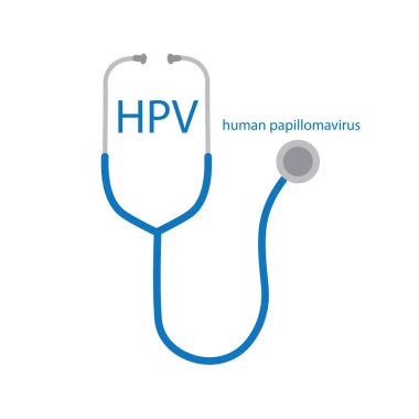 HPV Human Papillomavirus metin ve stetoskop simge vektör çizim