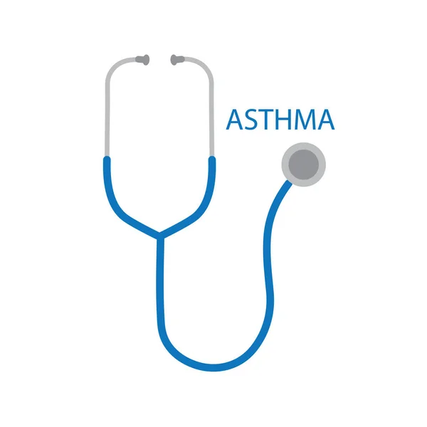 Palabra asma y estetoscopio icono- vector ilustración — Vector de stock
