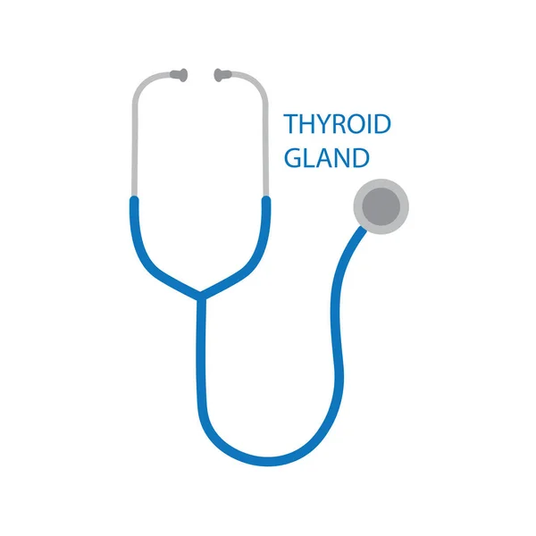 Texte de la glande thyroïde et illustration vectorielle du stéthoscope — Image vectorielle