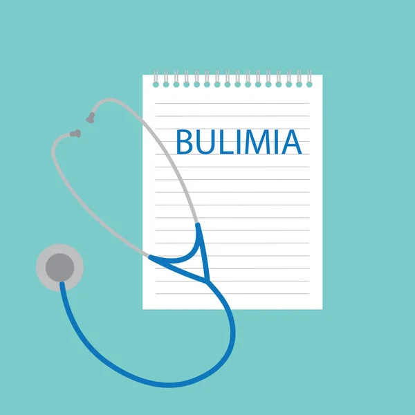 Bulimia escrita en cuaderno ilustración vectorial — Vector de stock