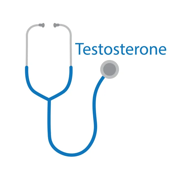 Texto de testosterona y estetoscopio icon- vector ilustración — Archivo Imágenes Vectoriales