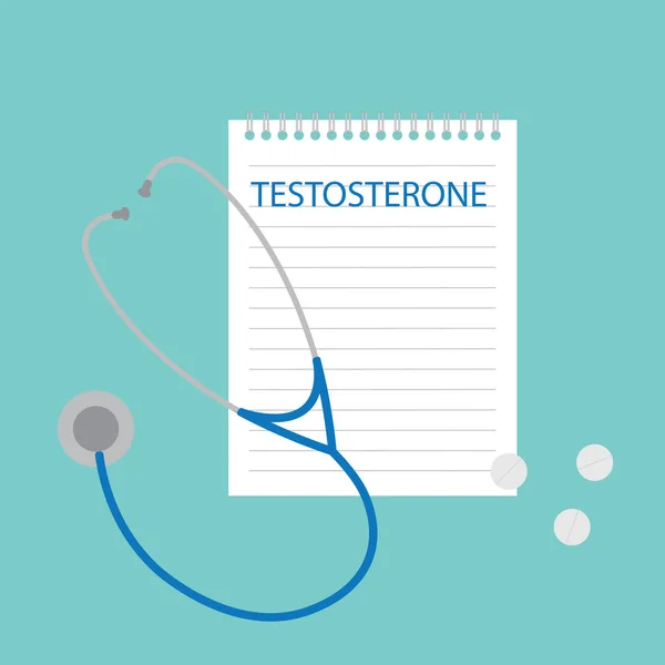 Τεστοστερόνη γραμμένο στο σημειωματάριο-διανυσματικά εικονογράφηση — Διανυσματικό Αρχείο