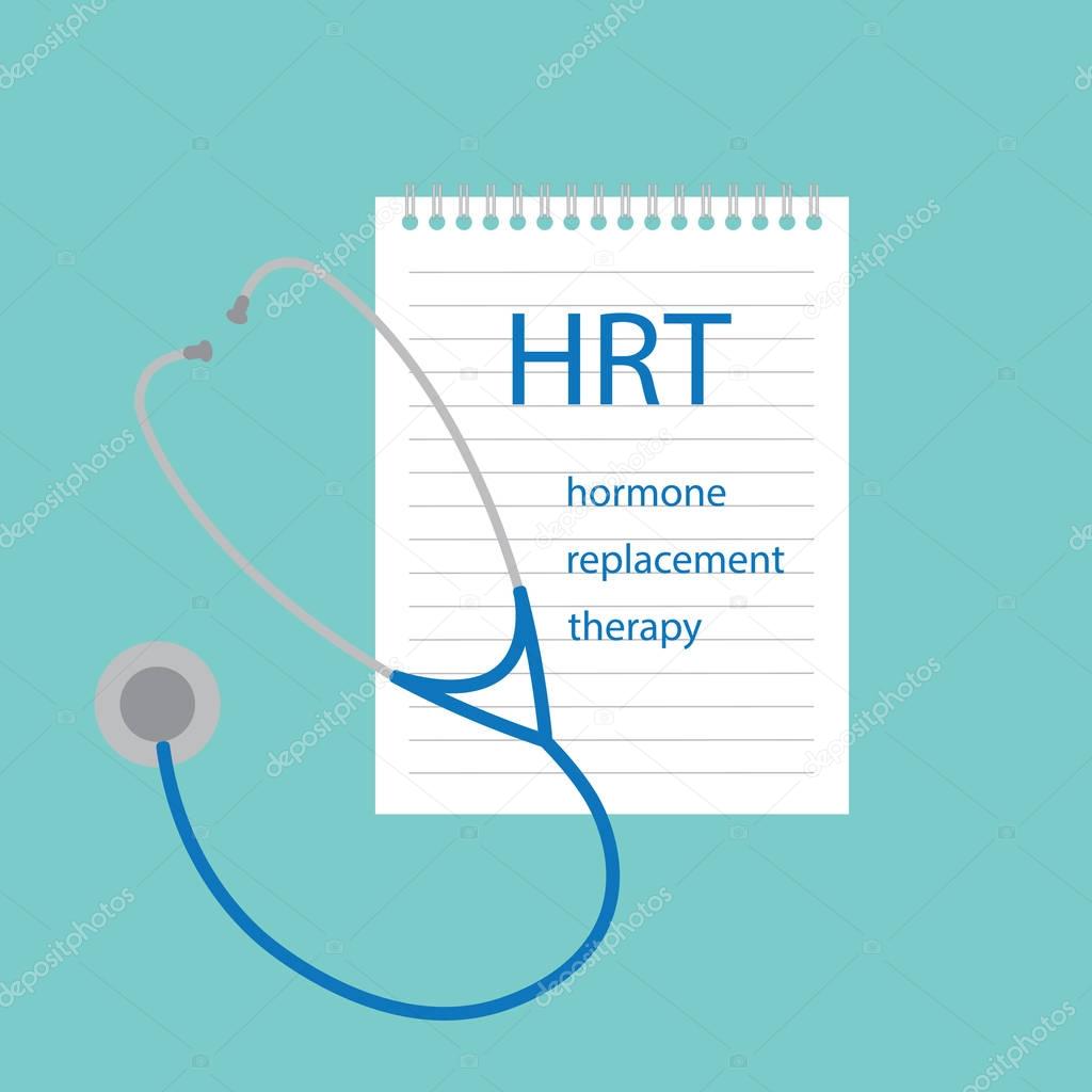 HRT Hormone Replacement Therapy written in notebook- vector illustration
