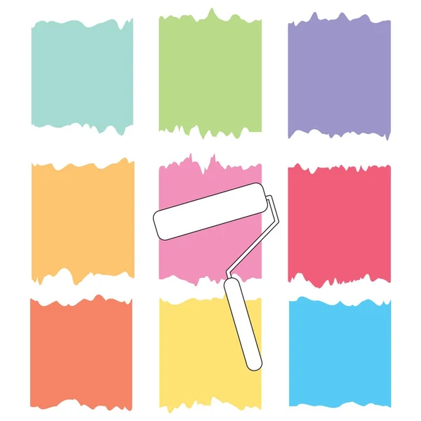 颜料辊和彩色笔触-矢量插图 — 图库矢量图片