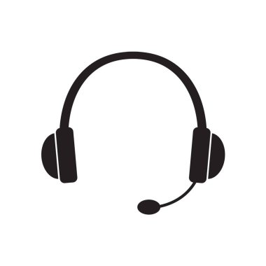 siyah kulaklık mikrofon simgesi-vektör çizim ile