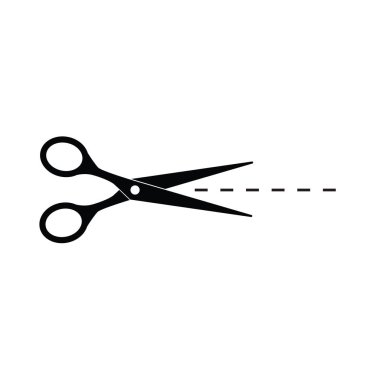 siyah makasla kesme hattı simge vektör çizim