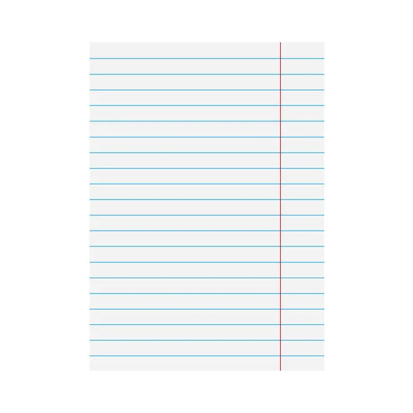 Notebook lined paper sheet- vector illustration — Stock Vector