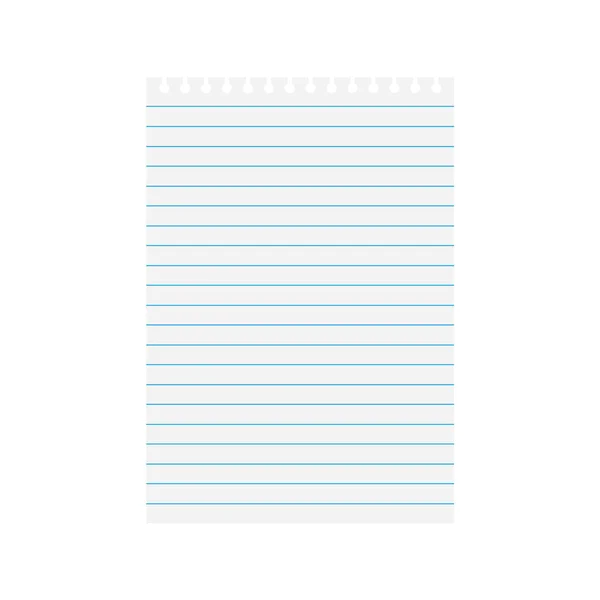 Notebook lined paper sheet- vector illustration — Stock Vector