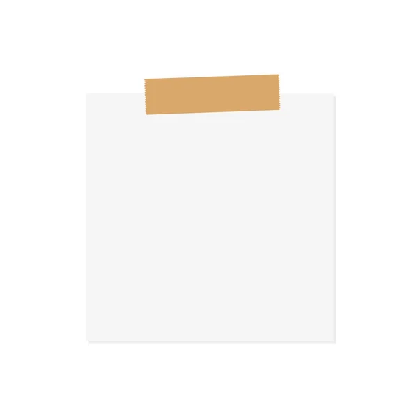Cuaderno hoja de papel blanco pinchado con cinta adhesiva-vector de ilustración — Vector de stock