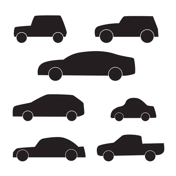 Reihe unterschiedlicher Auto-Silhouetten - Vektor-Illustration — Stockvektor