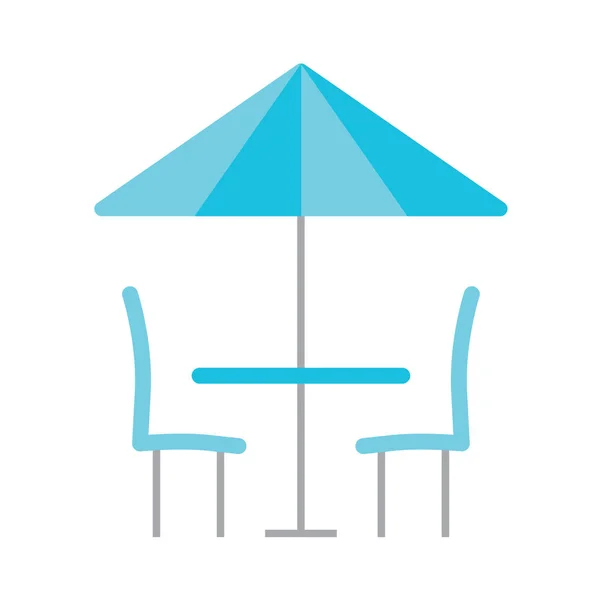 Table, chaises et parapluie illustration vectorielle — Image vectorielle