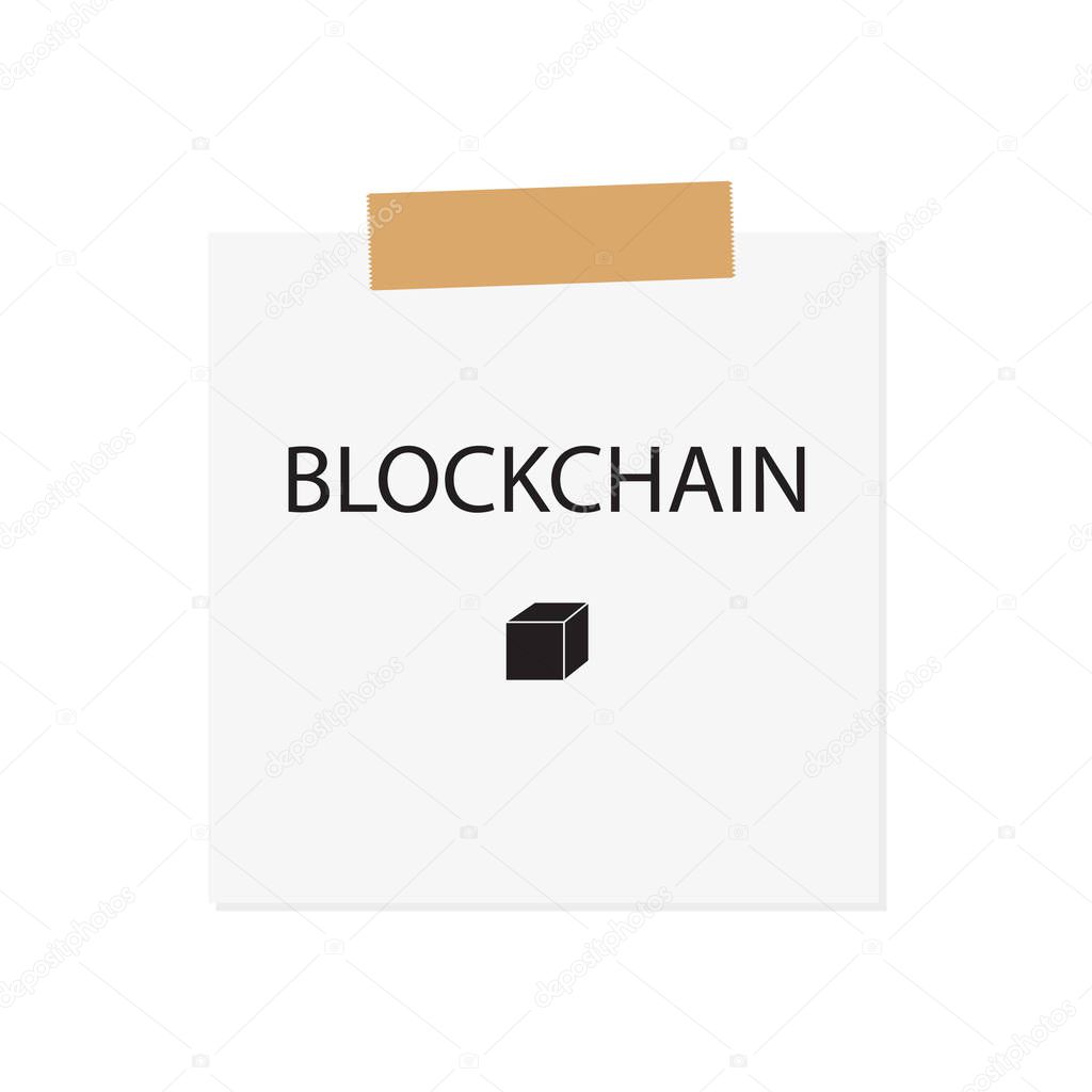 Blockchain written on white paper- vector illustration