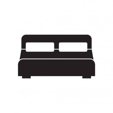 Çift Kişilik Yatak simge vektör çizim