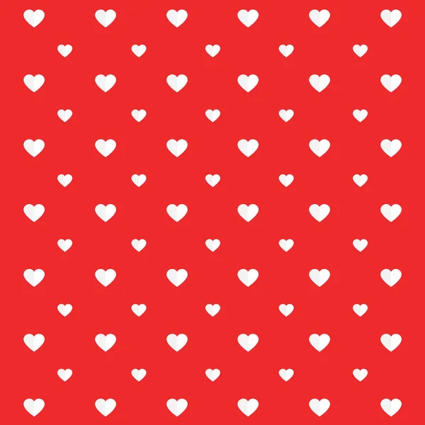 Patrón del Día de San Valentín, corazones sobre fondo rojo — Vector de stock