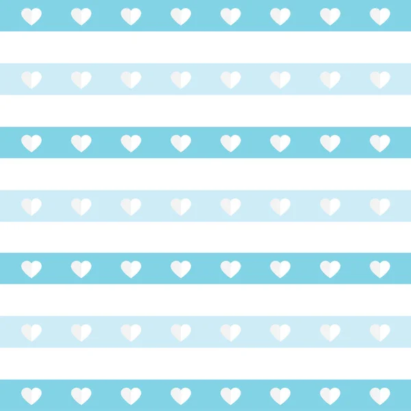 Сині смужки з сердечками візерунок- Векторні ілюстрації — стоковий вектор