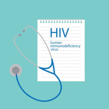 HIV virüs, insan immün yetmezlik hastalığı defter-vektör çizim içinde yazılı