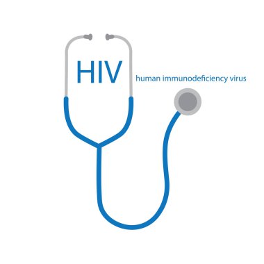 HIV insan immün yetmezlik virüsü metin ve stetoskop simge vektör çizim