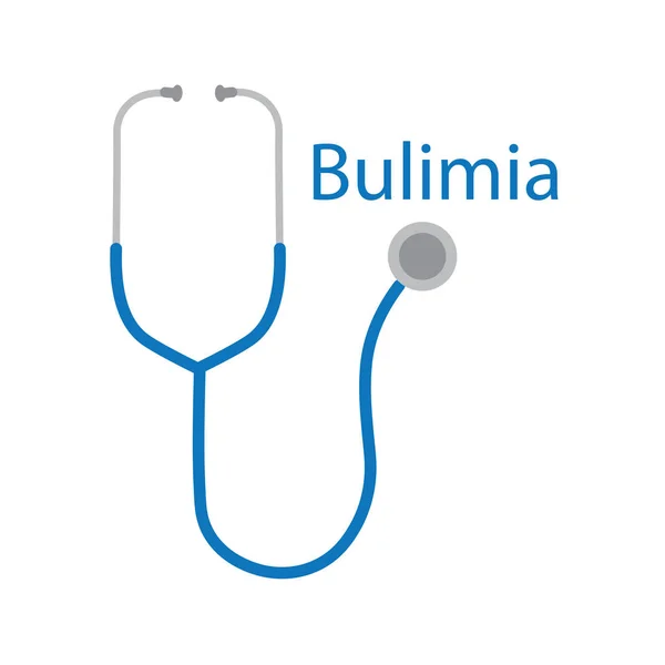 Bulimia texto y estetoscopio icon- vector ilustración — Vector de stock