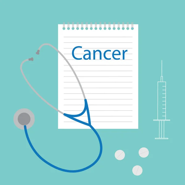 Enfermedad del cáncer escrita en cuaderno ilustración vectorial — Vector de stock