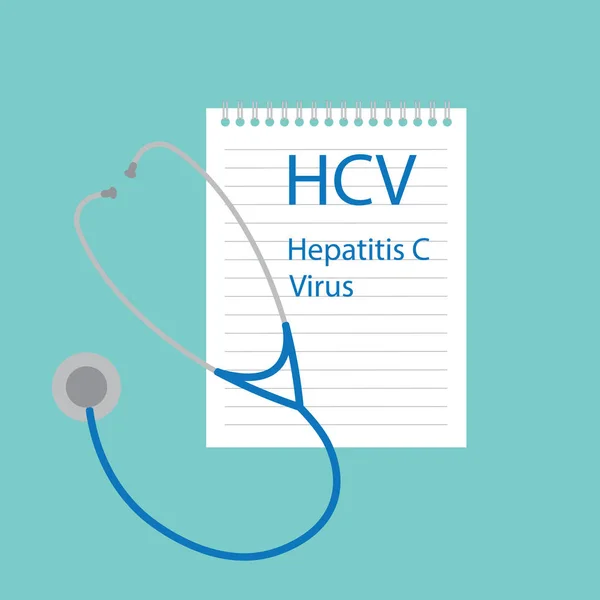 Hepatitis C-Virus HCV ziekte geschreven in laptop-vector illustratie — Stockvector