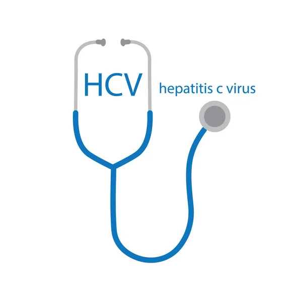 Hepatitis C-Virus HCV ziekte tekst en stethoscoop pictogram-vector illustratie — Stockvector