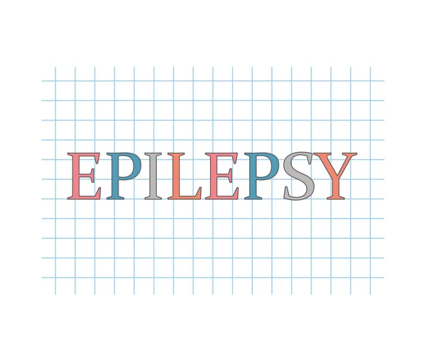 Epilepsie-Wort geschrieben auf kariertem Papierbogen - Vektorillustration — Stockvektor